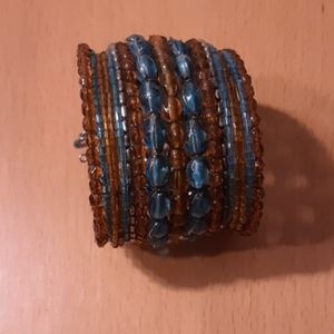 Brown and teal stacked braclet